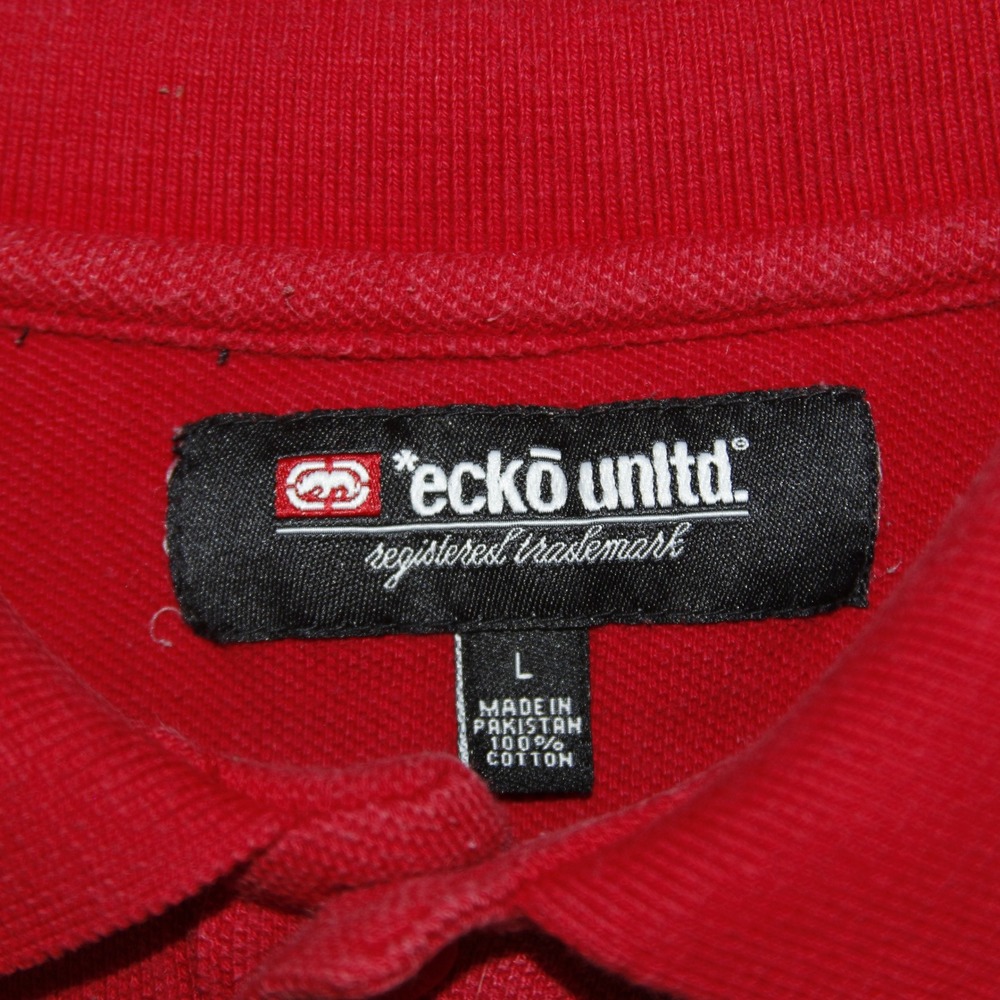 Ecko Unltd Kids‎ Red Striped Short Sleeve Polo Shirt Size Large Y2K Retro - Picture 3 of 5